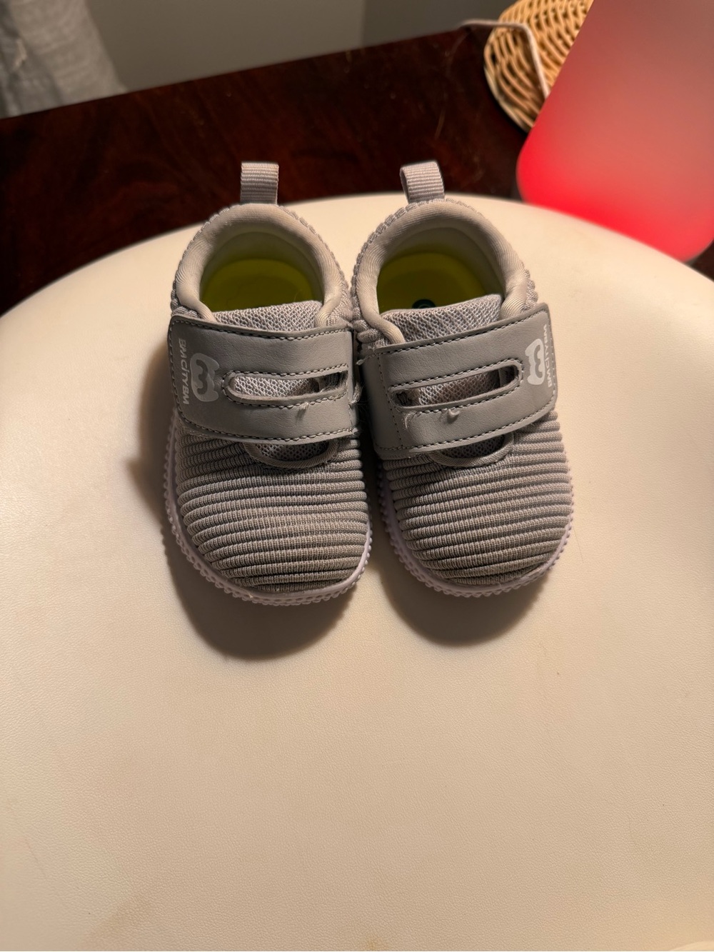 Kids Gray Slip-On Athletic Shoes with Hook-and-Loop Strap